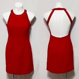 Andrea Polizzi Rex Lester Red Open Back Halter Shift Dress Size 8 Cocktail Chic
